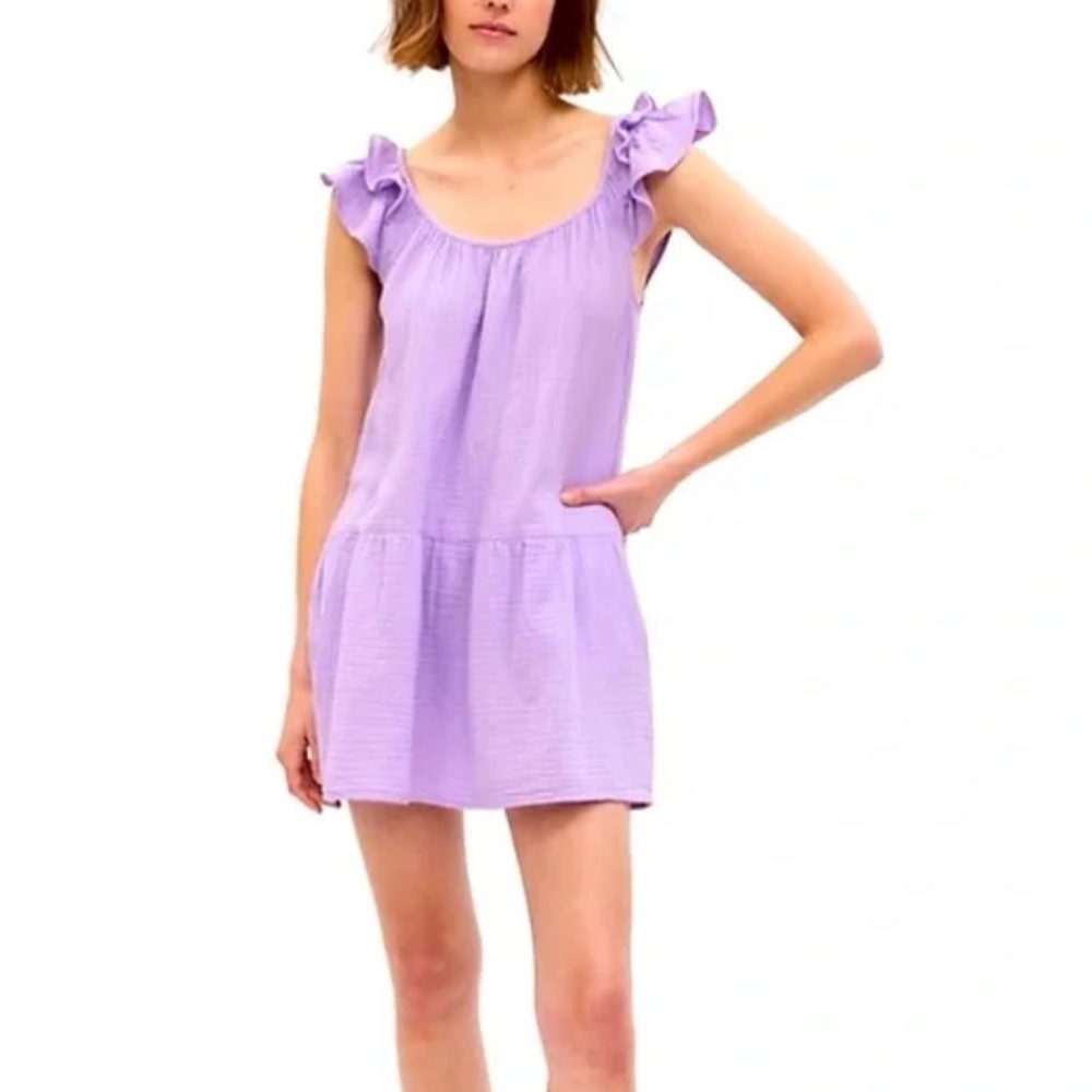 GAP Lilac Sleeveless Flutter Gauze Purple Relaxed Cotton Spring Summer Dress M